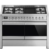 Smeg A4-81 120cm Opera Dual Fuel Range Cooker, Stainless Steel
