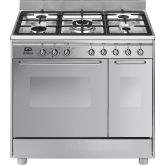 Smeg CC92MX9 90cm Double Cavity Dual Fuel Range Cooker, Stainless Steel
