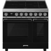 Smeg CPF92IMBL 90cm Portofino Electric Range Cooker, Black