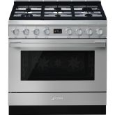 Smeg CPF9GPX 90cm Portofino Dual Fuel Range Cooker, Stainless Steel