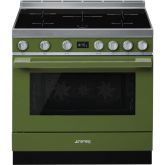 Smeg CPF9IPOG 90cm Portofino Electric Range Cooker, Olive Green