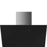 Smeg KICV90BL 90cm Angled Chimney Hood with Auto Vent, Black Glass