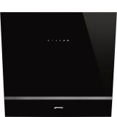 Smeg KV26N 60cm Angled Chimney Hood, Black Glass