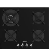 Smeg PV364N 65cm Classic Gas Hob in Black Gas on Glass on Steel