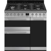 Smeg SY93-1 90cm Symphony Dual Fuel Range Cook, Eclipse Glass