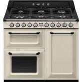 Smeg TR103P 100cm Victoria Dual Fuel Range Cooker, Cream
