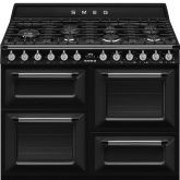 Smeg TR4110BL1 110cm Victoria Dual Fuel Range Cooker, Black