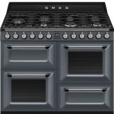 Smeg TR4110GR 110cm Victoria Dual Fuel Range Cooker, Slate Grey