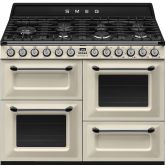 Smeg TR4110P1 110cm Victoria Dual Fuel Range Cooker, Cream