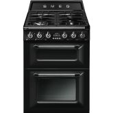 Smeg TR62BL 60cm Victoria Dual Fuel Cooker, Black