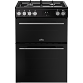 Belling FSA VISION 60DF 60cm Dual Fuel Cooker with Double Oven - Black & Silver Steel