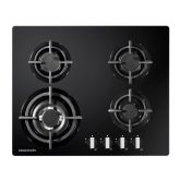 Rangemaster RMB60HPNGFGL/ 60cm 4 Burner Gas Hob Black Glass