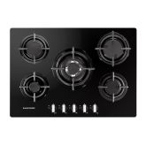 Rangemaster RMB70HPNGFGL/ 70cm 5 Burner Gas Hob Black Glass