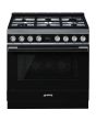 Smeg CPF9GPBL 90cm Portofino Dual Fuel Range Cooker, Black