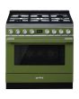 Smeg CPF9GPOG 90cm Portofino Dual Fuel Range Cooker, Olive Green