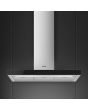 Smeg KBT9L4VN 90cm Chimney Hood, Stainless Steel with Black Glass Facia Auto