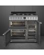 Smeg SY93-1 90cm Symphony Dual Fuel Range Cook, Eclipse Glass