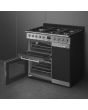 Smeg SY93-1 90cm Symphony Dual Fuel Range Cook, Eclipse Glass
