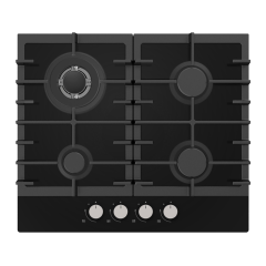 Statesman GH160GB 60cm 4-Zone Gas Hob - Black Glass