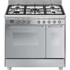 Smeg CC92MX9 90cm Double Cavity Dual Fuel Range Cooker, Stainless Steel
