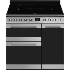 Smeg SY93I-1 90cm Symphony Electric Range Cooker, Eclipse Glass