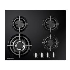 Rangemaster RMB60HPNGFGL/ 60cm 4 Burner Gas Hob Black Glass