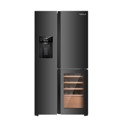 Tesla T530TDBG Level 3 T Door Fridge Freezer with Ice and Water - Black