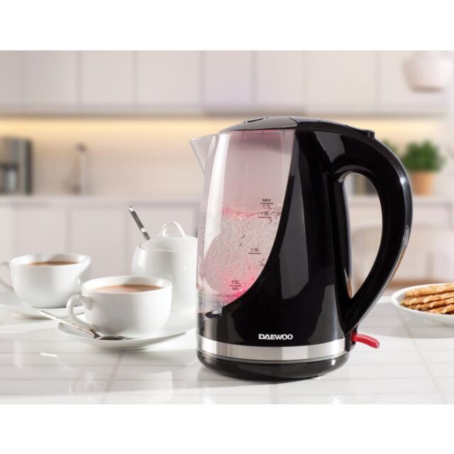 Daewoo SDA1666GE 1.7L Colour Changing Kettle - Black