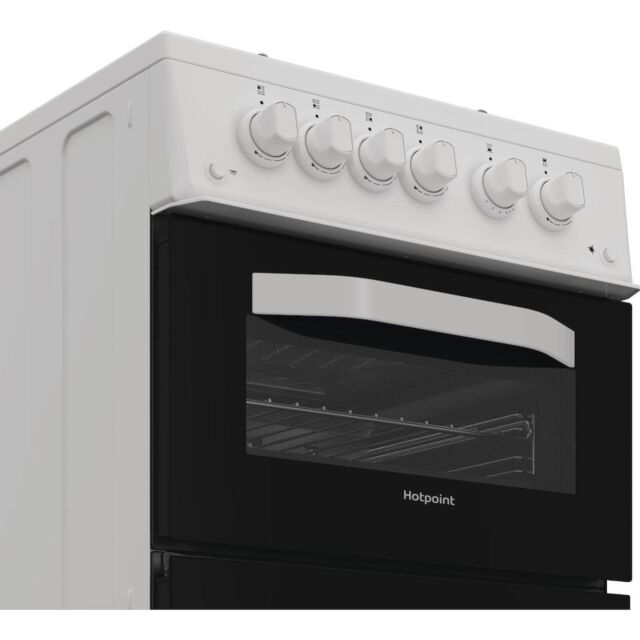 Hotpoint HTG5GCW Freestanding 50cm Gas Double Cooker - White