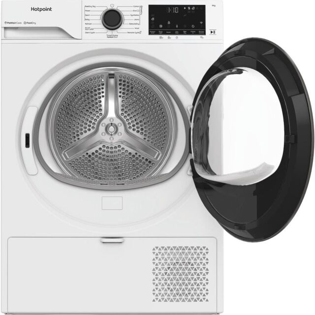 Hotpoint CHD94MWBSUK Fabric Care 9kg Heat Pump Tumble Dryer with HomeWhiz