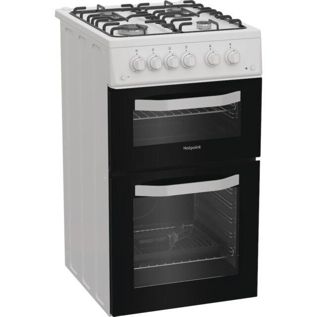 Hotpoint HTG5GCW Freestanding 50cm Gas Double Cooker - White