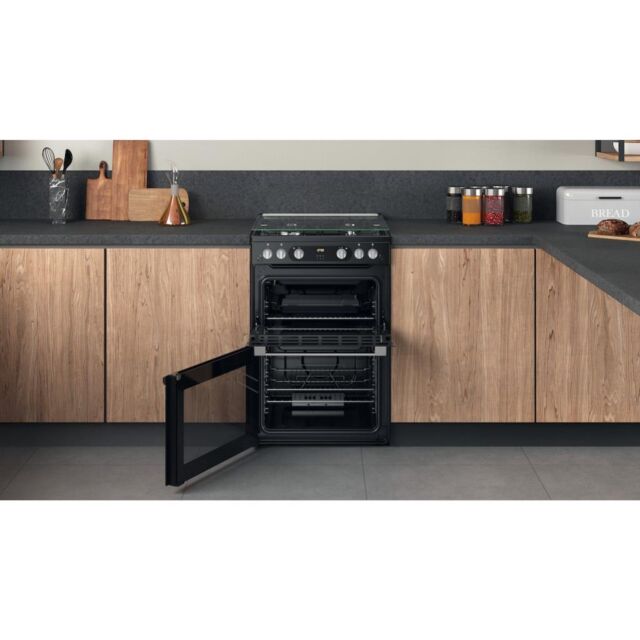 Hotpoint HDM67G0C2CB/UK Double Gas Cooker - Black