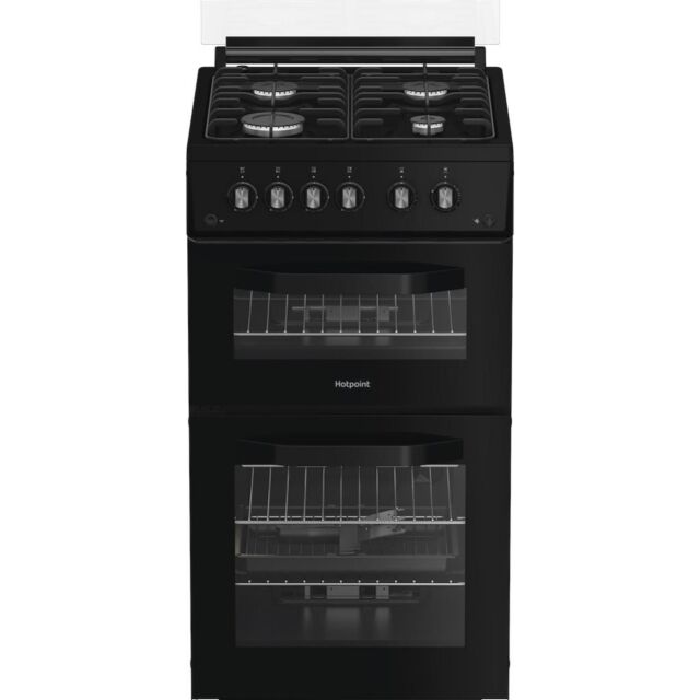Hotpoint HDG5GCB Freestanding 50cm Gas Double Cooker - Black