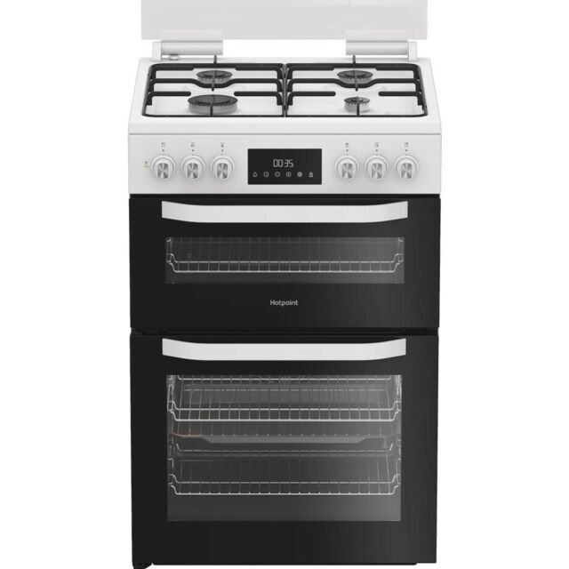 Hotpoint HDD6GDC2W Freestanding 60cm Dual Fuel Cooker with Double Oven - White