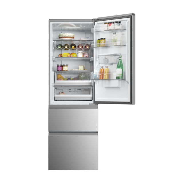 Haier HTW5618DWMG 3 Door Fridge Freezer - Silver - D Rated