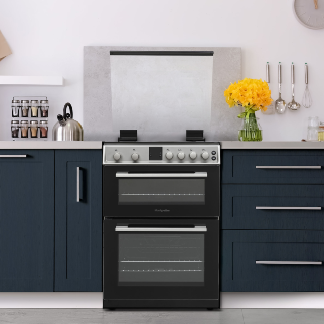 Montpellier MDOG60LS 60cm Double Gas Cooker in Silver