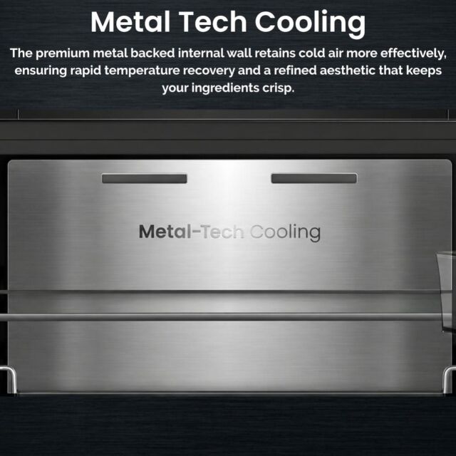 Teknix FFH1865BIX 60cm 70/30 Fridge Freezer Total No Frost with Metal Tech Cooling - Black Steel