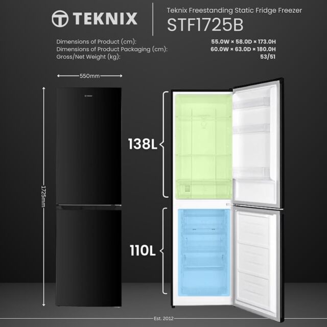 Teknix STF1725B 50/50 Fridge Freezer Static - Black