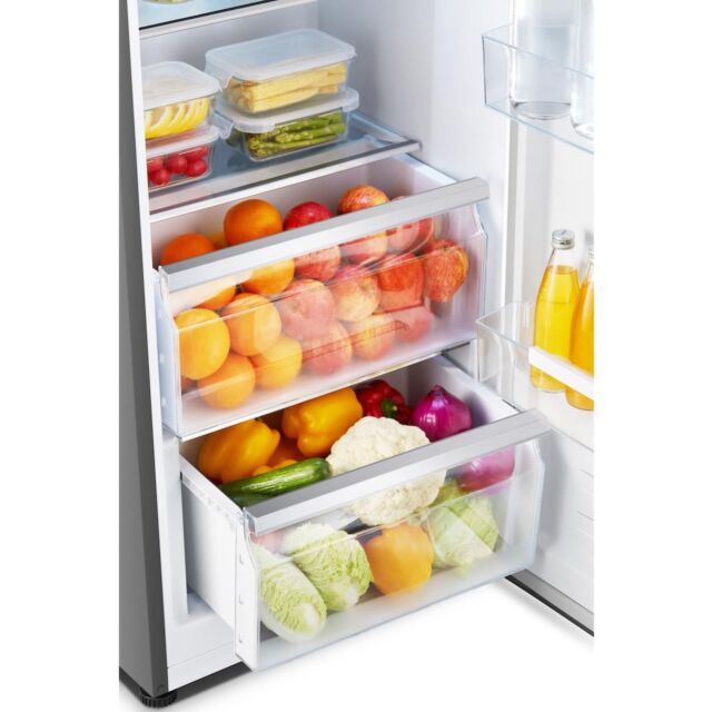 Teknix TH60TLBIX 60cm Tall Larder Fridge with Metal Tech Cooling - Stainless Steel