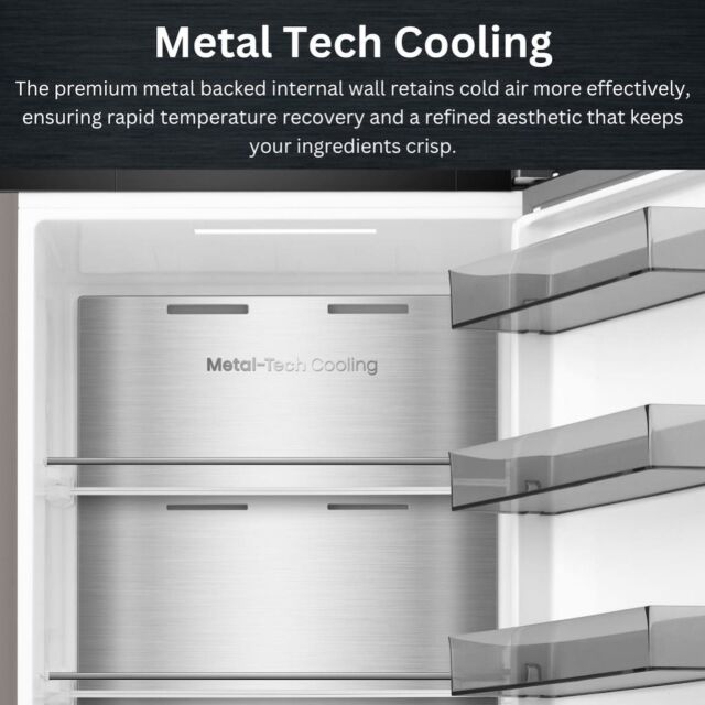 Teknix TH60TLBIX 60cm Tall Larder Fridge with Metal Tech Cooling - Stainless Steel