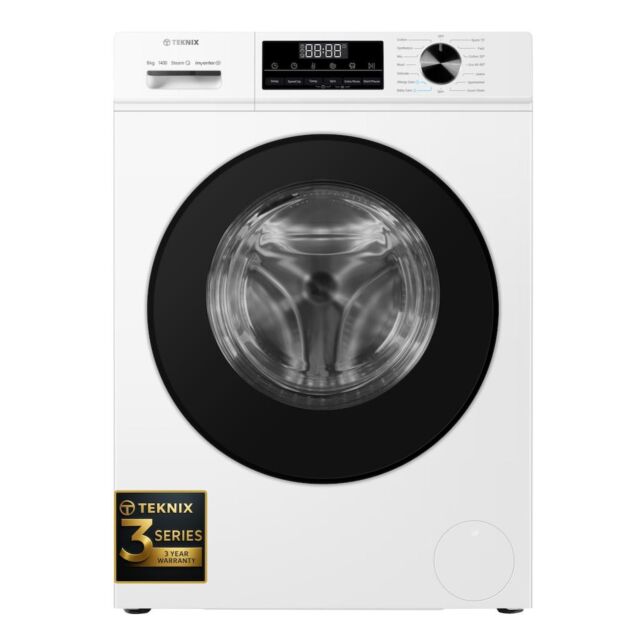 Teknix TK3W814XW 3 Series 8kg Washing Machine with 1400rpm Spin - White