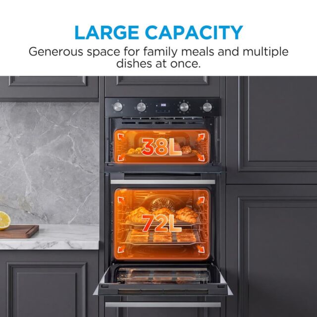 Midea MBOD70M30D0-BK Multifunction Built-In Double Oven - Black - AA Rated