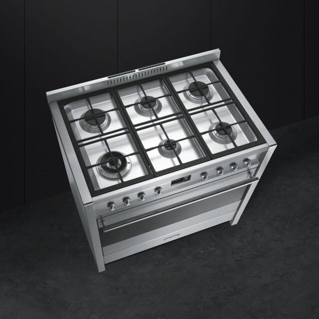Smeg A1-9 90cm Opera Dual Fuel Range Cooker, Stainless Steel