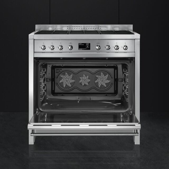 Smeg A1-9 90cm Opera Dual Fuel Range Cooker, Stainless Steel