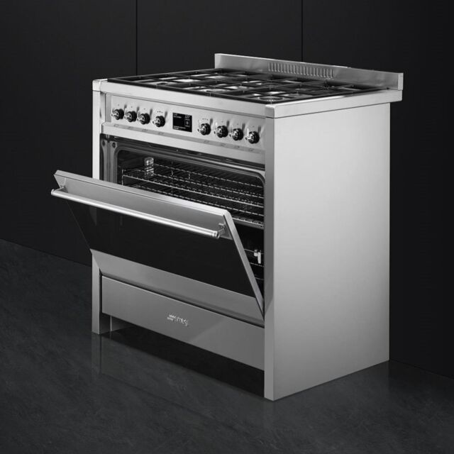 Smeg A1-9 90cm Opera Dual Fuel Range Cooker, Stainless Steel