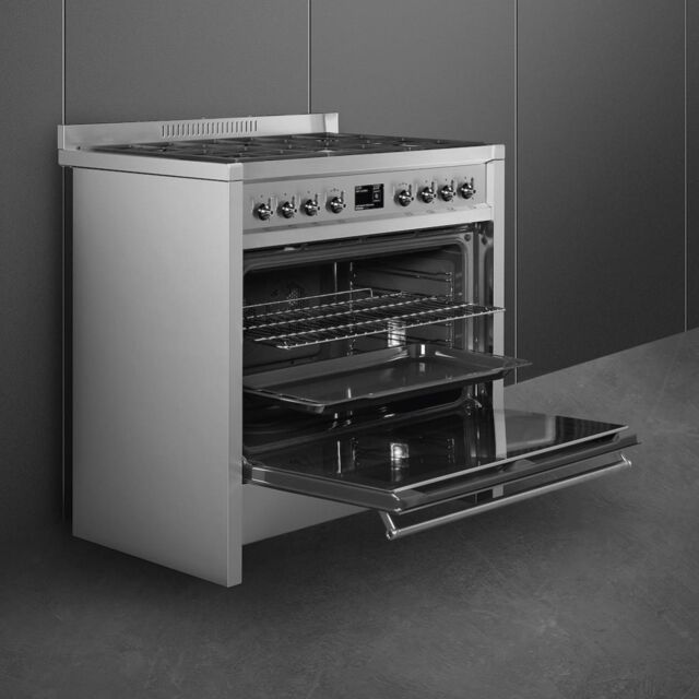 Smeg A1-9 90cm Opera Dual Fuel Range Cooker, Stainless Steel