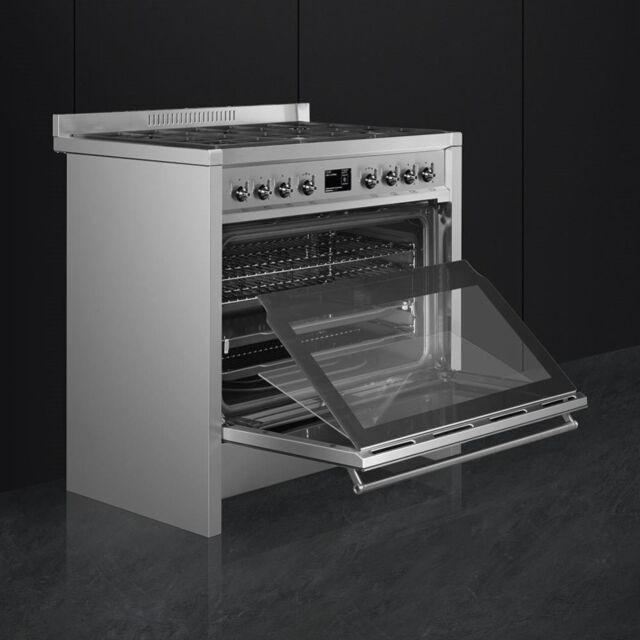 Smeg A1-9 90cm Opera Dual Fuel Range Cooker, Stainless Steel