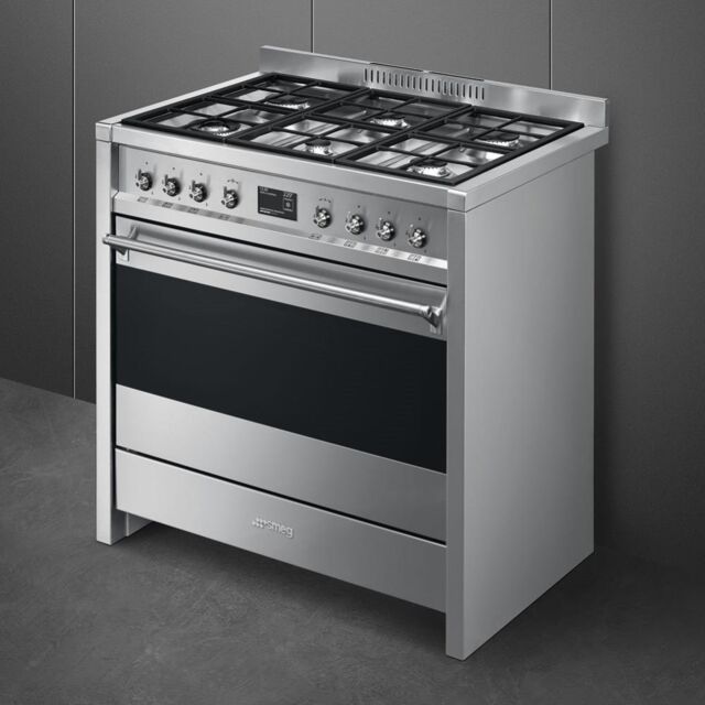 Smeg A1-9 90cm Opera Dual Fuel Range Cooker, Stainless Steel