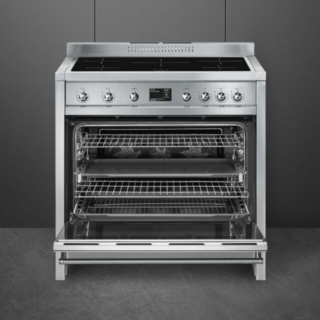 Smeg A1PYID-9 90cm Opera Electric Range Cooker, Stainless Steel