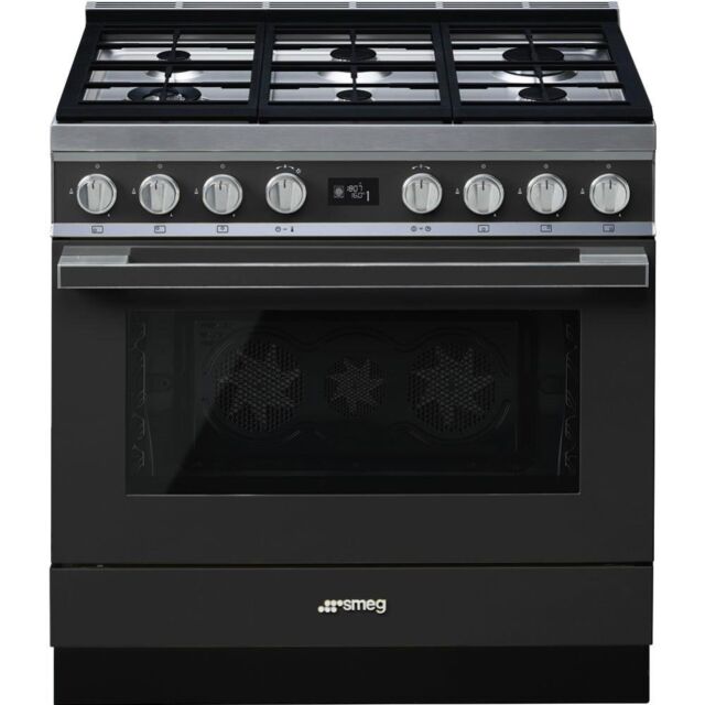 Smeg CPF9GPAN 90cm Portofino Dual Fuel Range Cooker, Anthracite